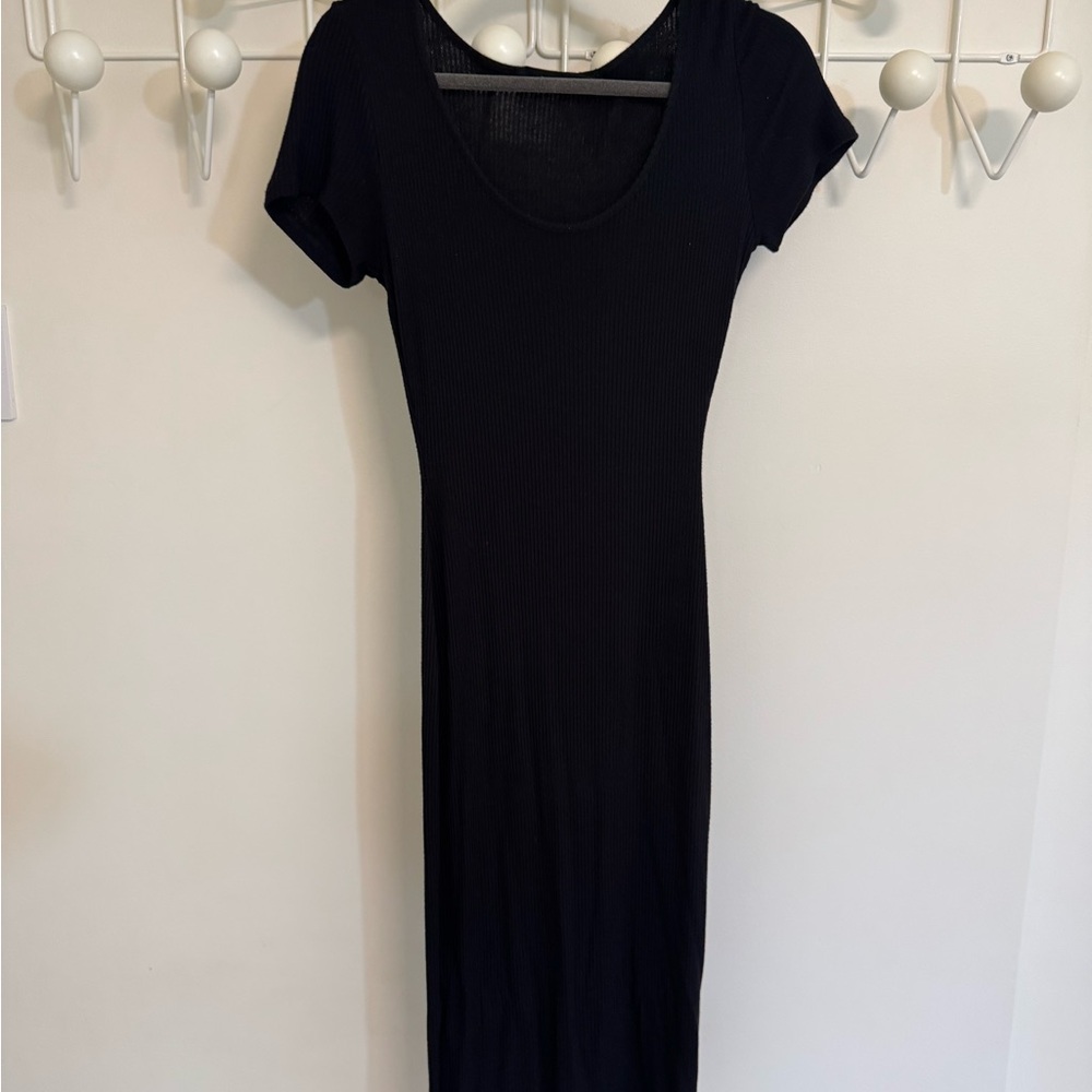Black Sheath Midi Dress with Scoop Neck